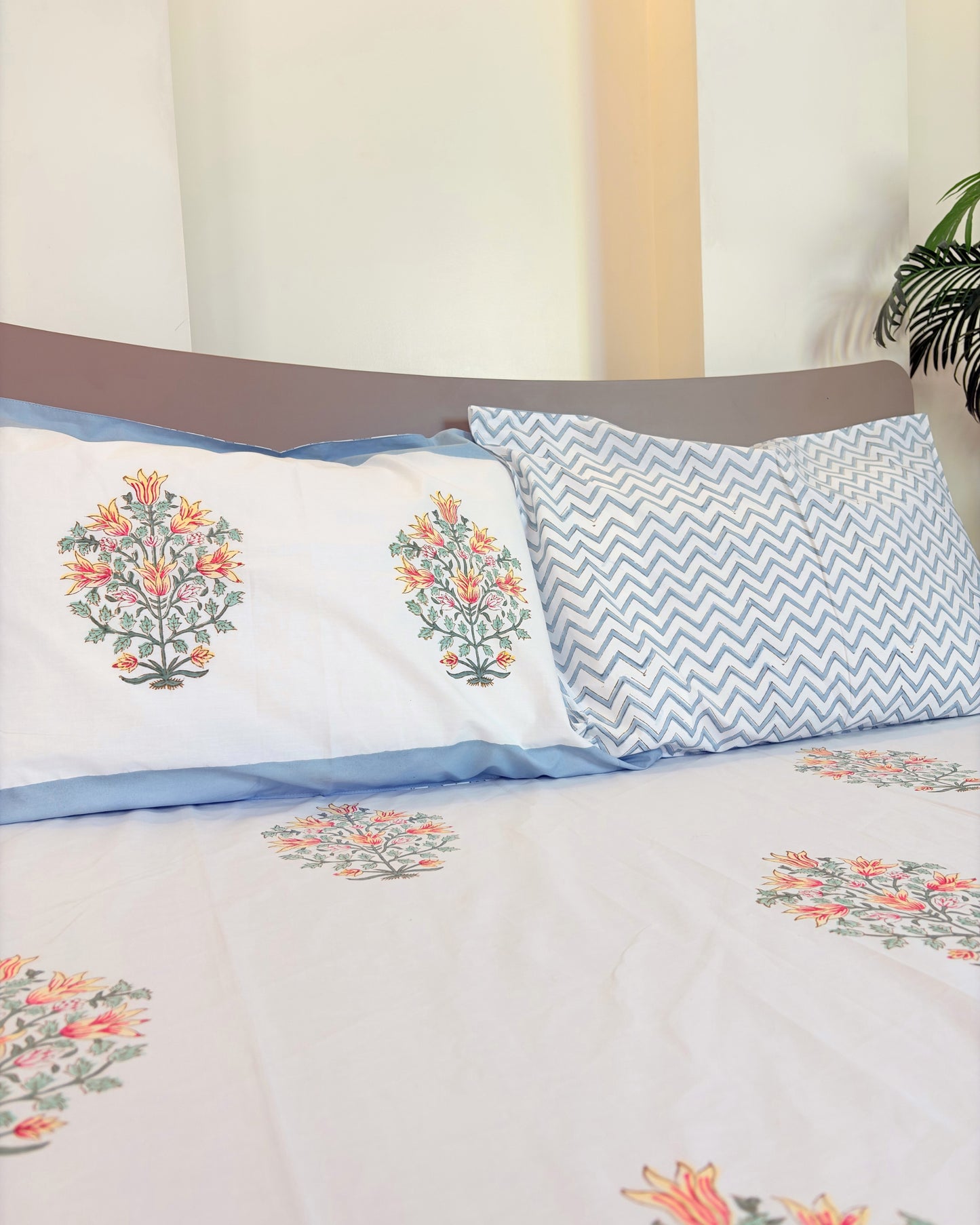 Botanic Spring Block Print Bedsheet Set | Altaire Homes
