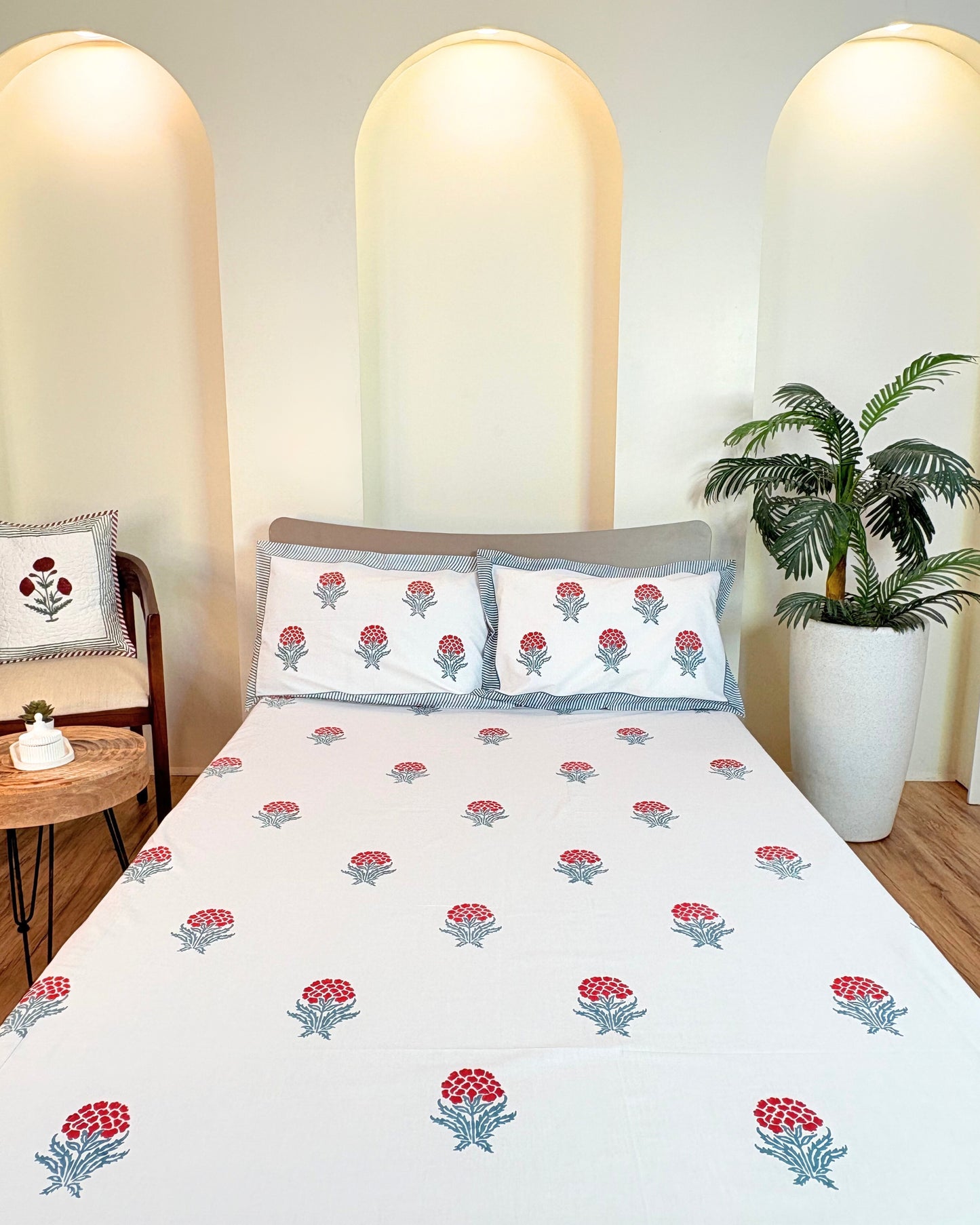 Gulaab Bagh Block Print Bedsheet Set | Organic Cotton 300TC