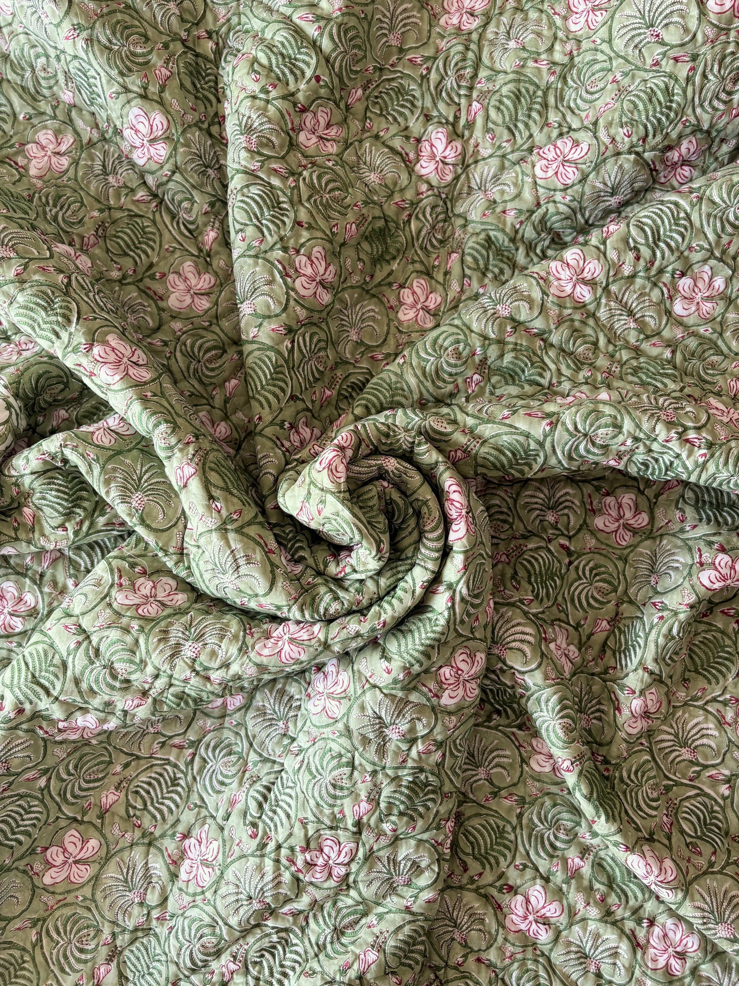 Jade Bagh Reversible Cotton Quilt | Hand Block Printed Jaipuri Razai | Altaire Homes