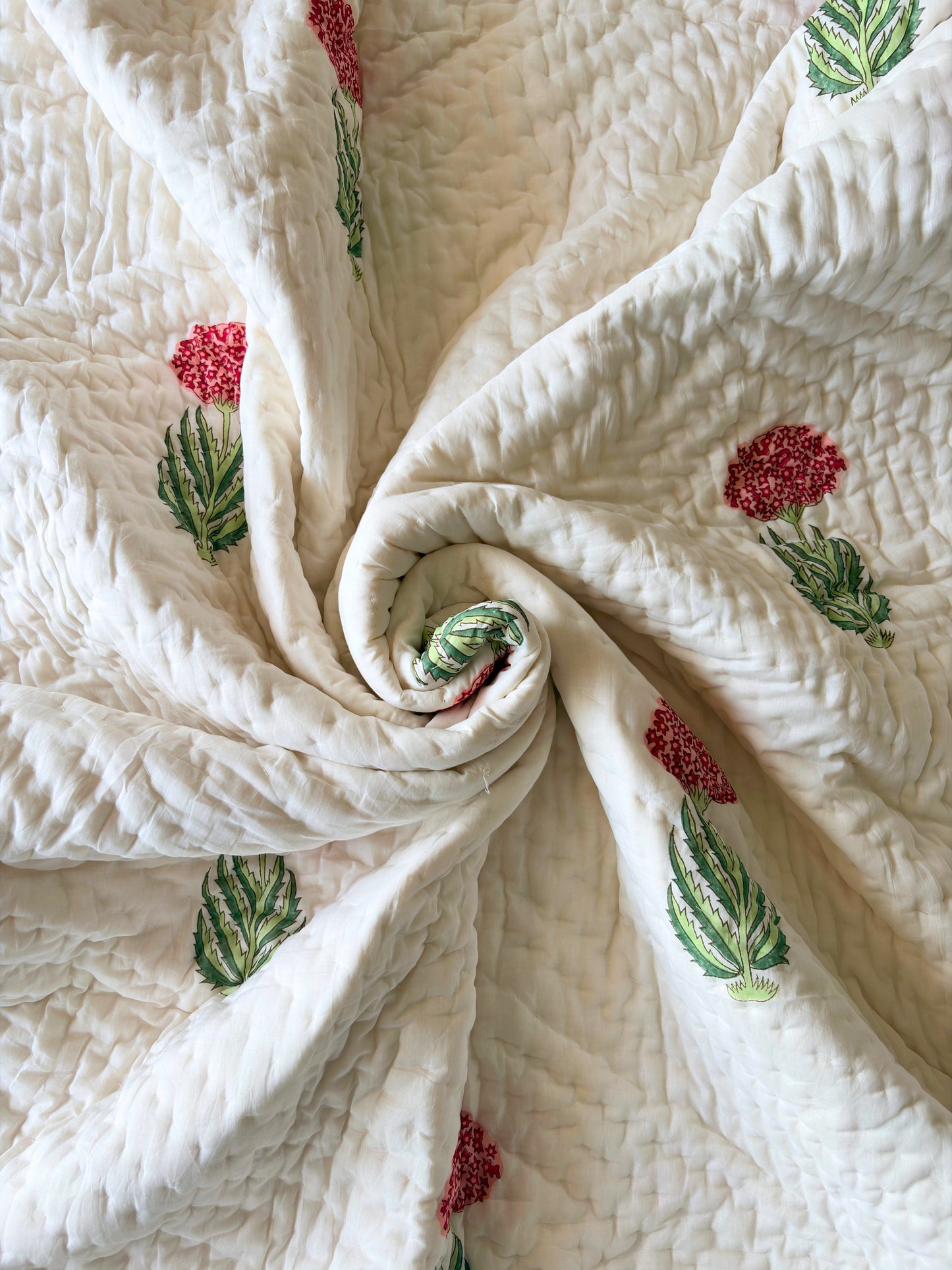 Gul Bagh Reversible Cotton Quilt | Hand Block Printed Jaipuri Razai | Altaire Homes