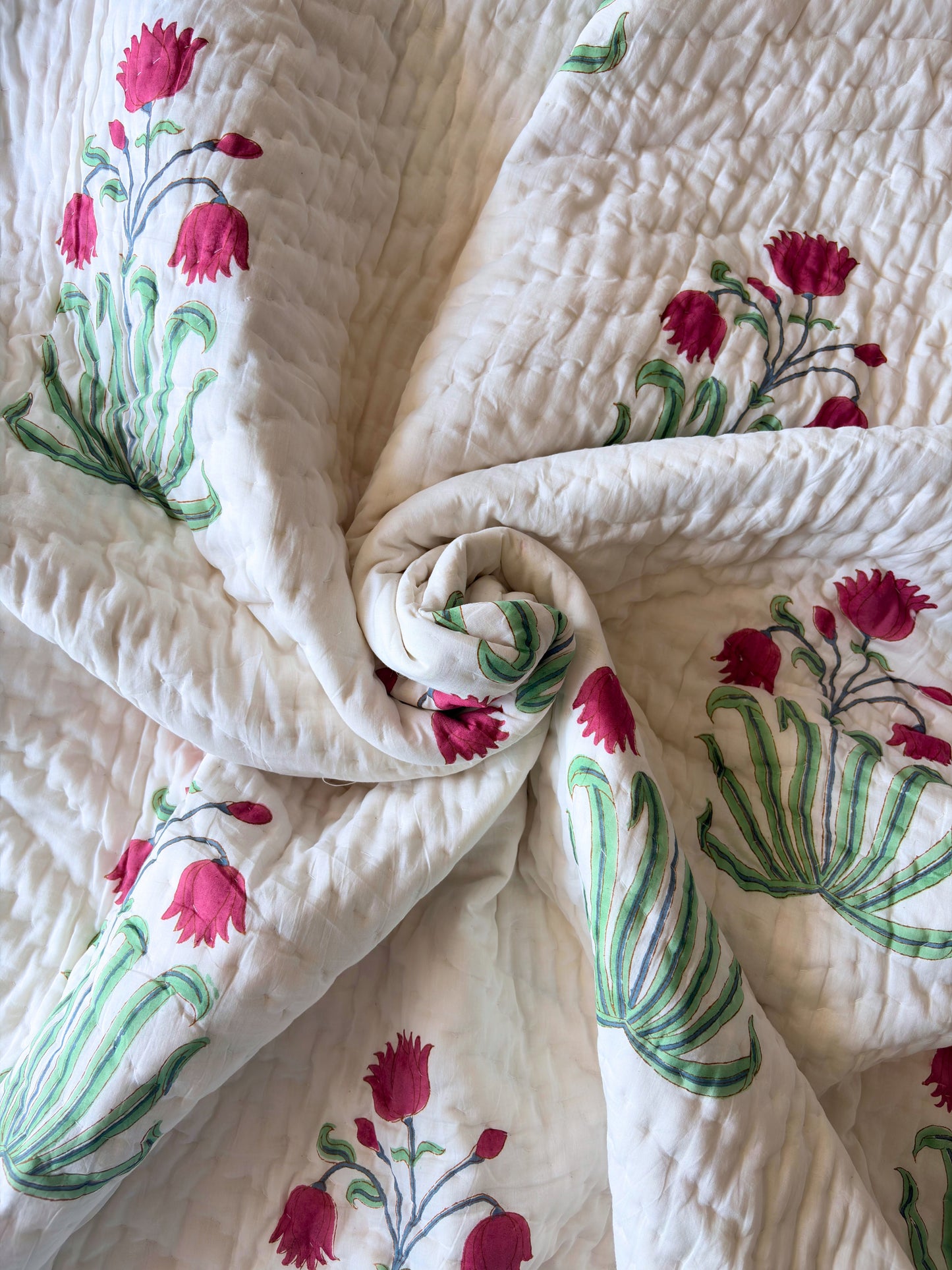 Indigo Bagru Reversible Cotton Quilt | Hand Block Printed Jaipuri Razai | Altaire Homes