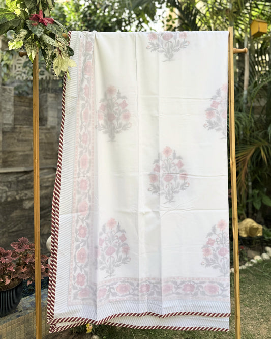 Gul Bageecha Block Print Dohar | Handcrafted Mulmul Dohar