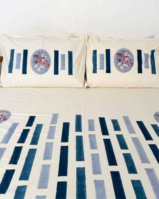Indigo Canvas Block Print Bedsheet Set