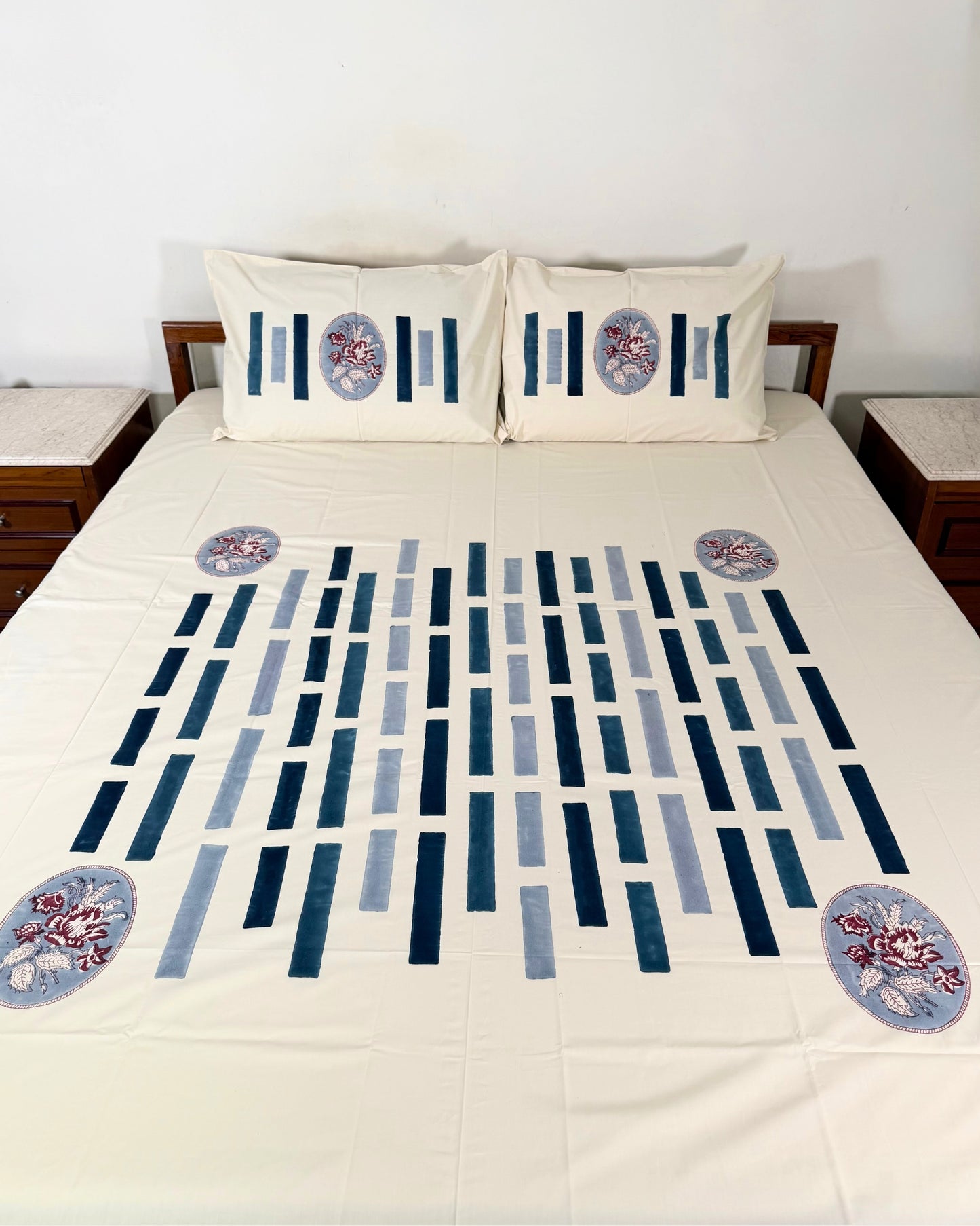 Indigo Canvas Block Print Bedsheet Set