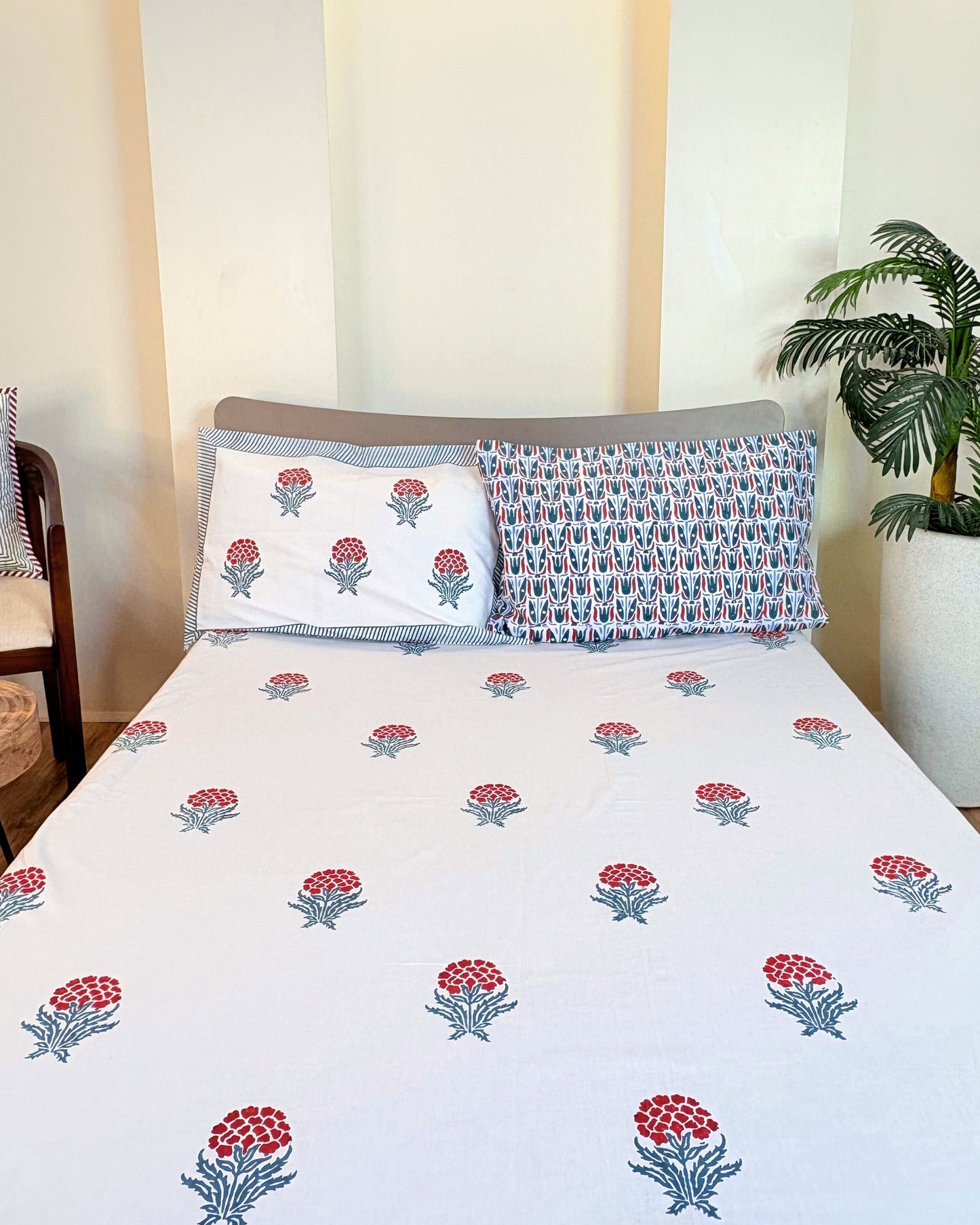 Gulaab Bagh Block Print Bedsheet Set