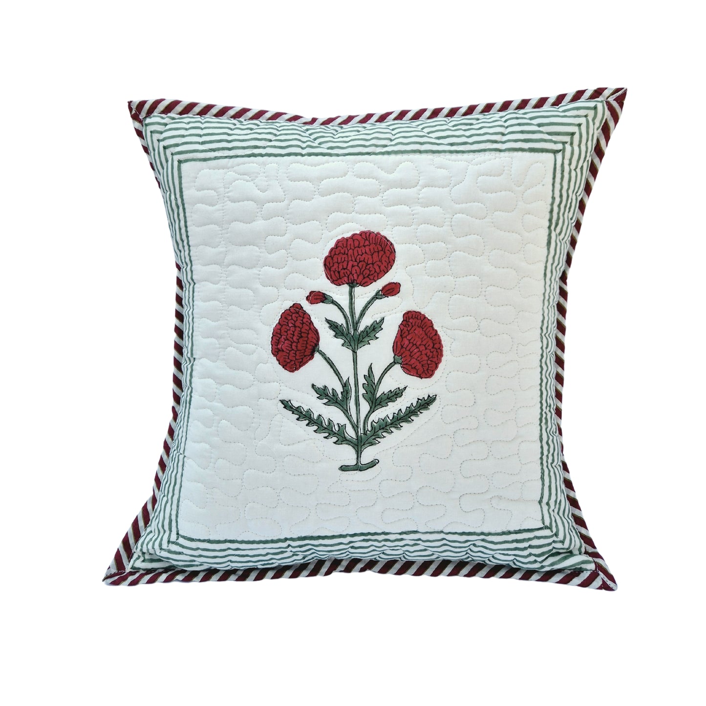 Poppy Paradise Quilted Cotton Cushion Cover