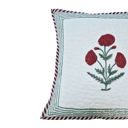 Poppy Paradise Quilted Cotton Cushion Cover