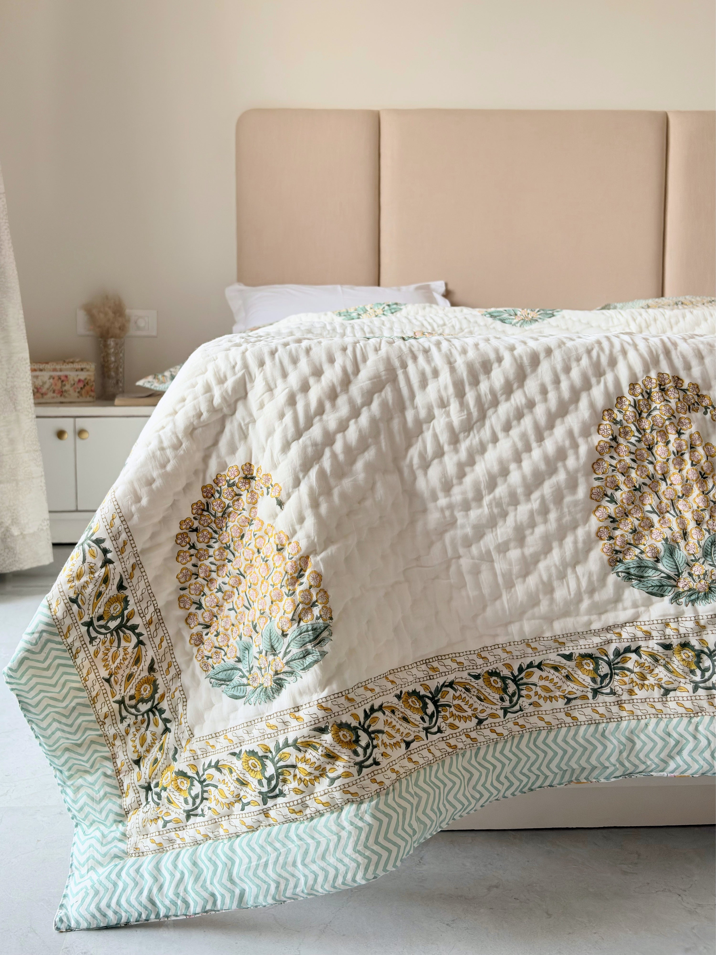 Paisley Boota Reversible Cotton Quilt | Altaire Homes Hand Block
