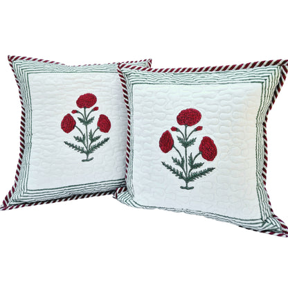 Poppy Paradise Quilted Cotton Cushion Cover