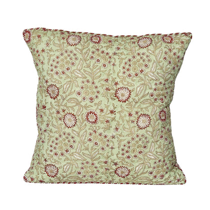 Gulmohar Bagh Quilted Cotton Cushion Cover