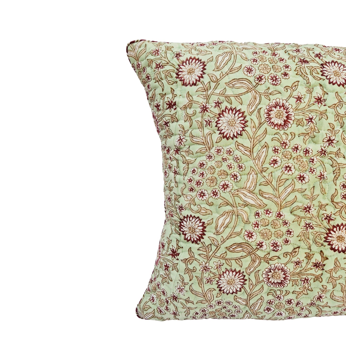 Gulmohar Bagh Quilted Cotton Cushion Cover