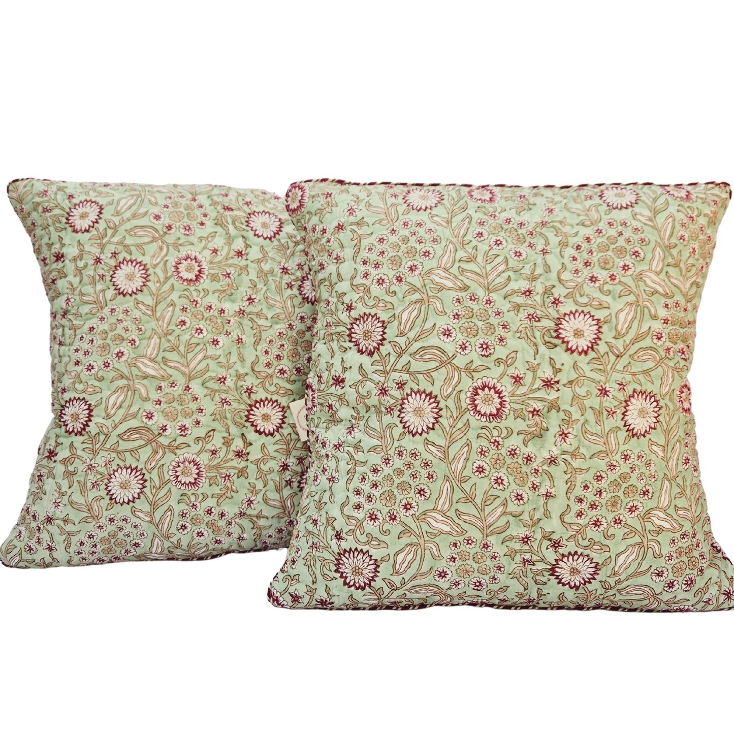 Gulmohar Bagh Quilted Cotton Cushion Cover