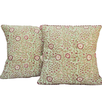 Gulmohar Bagh Quilted Cotton Cushion Cover