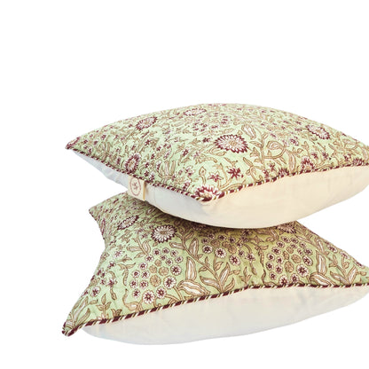 Gulmohar Bagh Quilted Cotton Cushion Cover