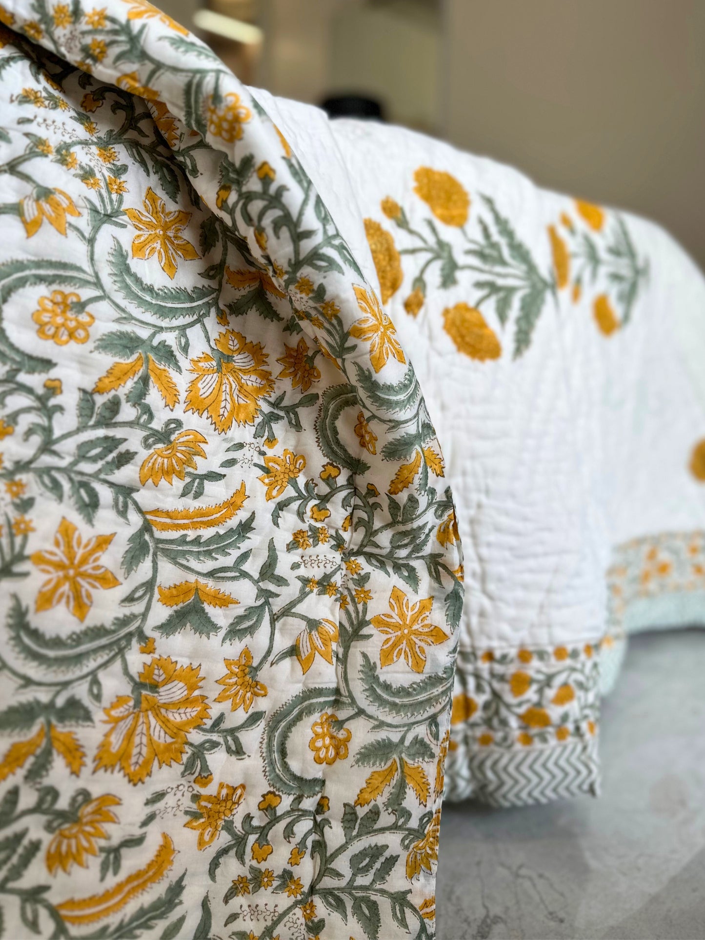 Marigold Boota Reversible Cotton Quilt