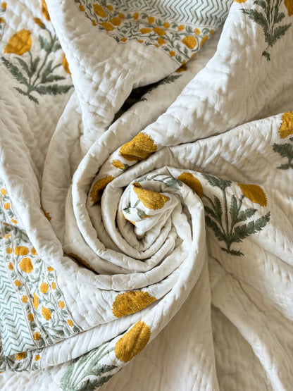 Marigold Boota Reversible Cotton Quilt