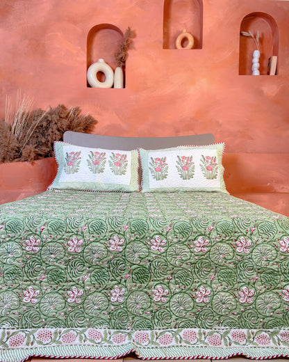 Jade Bagh Quilted Bed Cover Set