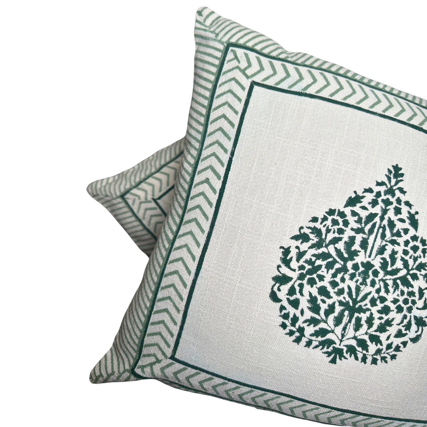 Emerald Leaf Slub Cotton Cushion Cover