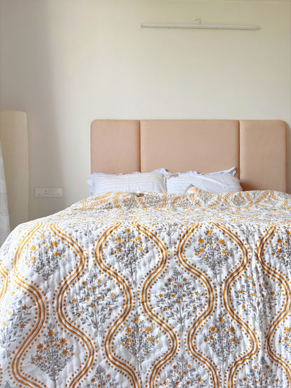 Jaisalmer Bloom Reversible Cotton Quilt | Hand Block Printed Jaipuri Razai | Altaire Homes