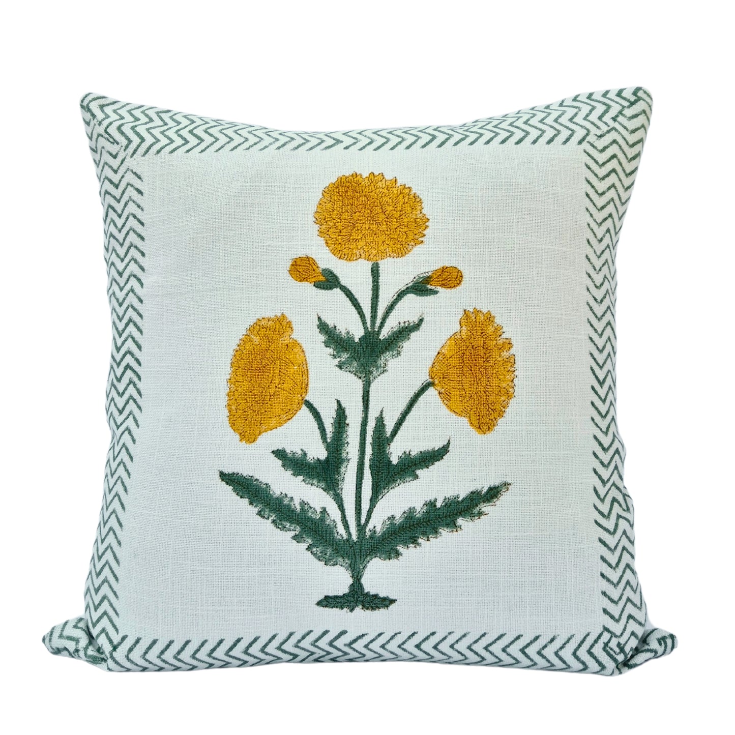 Marigold Boota Slub Cotton Cushion Cover