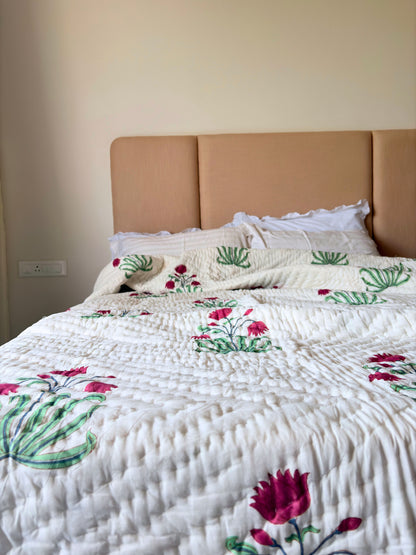 Indigo Bagru Reversible Cotton Quilt | Hand Block Printed Jaipuri Razai | Altaire Homes