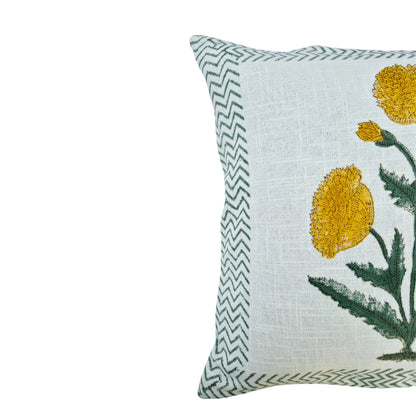 Marigold Boota Slub Cotton Cushion Cover