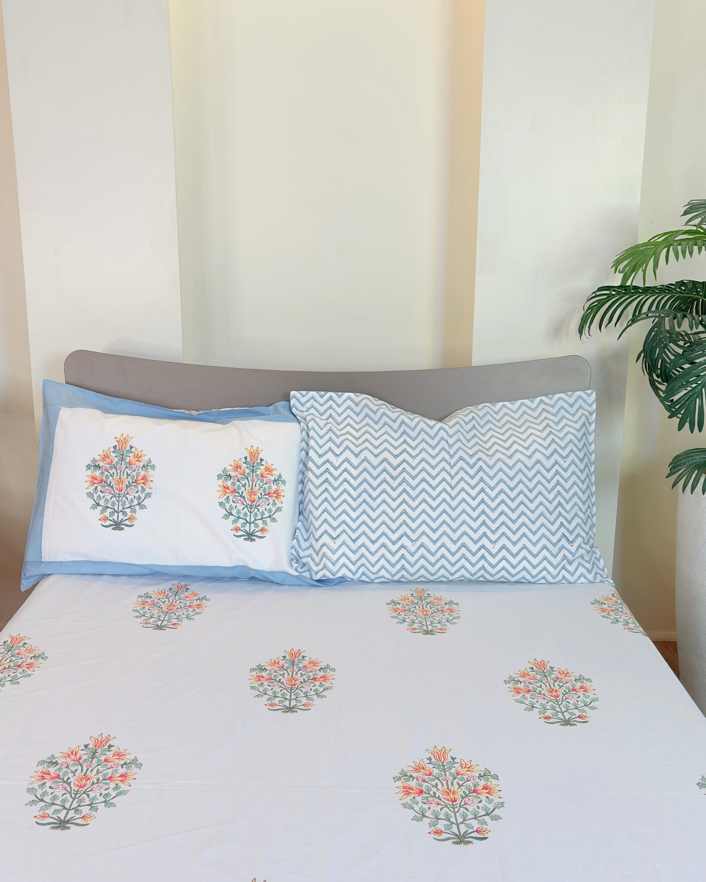 Botanic Spring Block Print Bedsheet Set