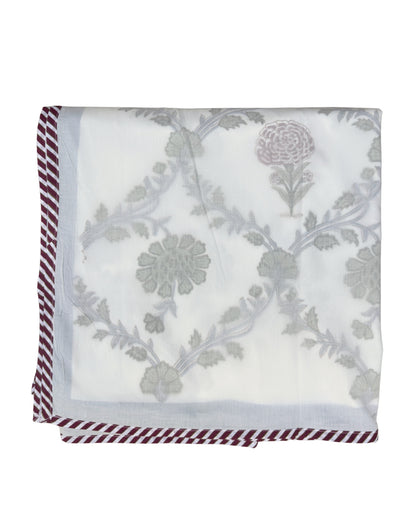 Bageecha Trails Block Print Dohar | Handcrafted Mulmul Dohar