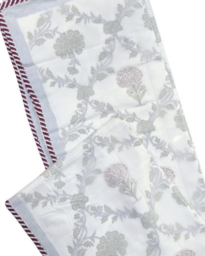 Bageecha Trails Block Print Dohar | Handcrafted Mulmul Dohar