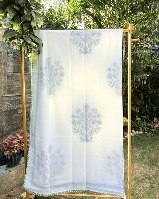 Blue Wildflower Block Print Dohar | Handcrafted Mulmul Dohar