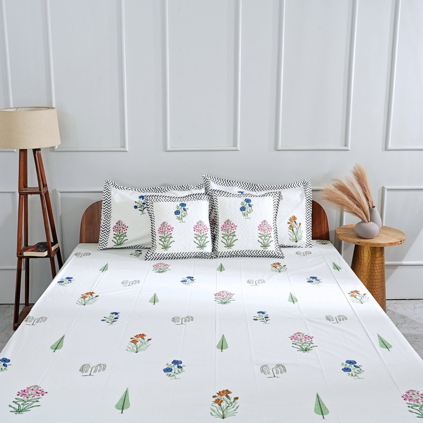 Botanical Harmony Block Print Bedsheet Set