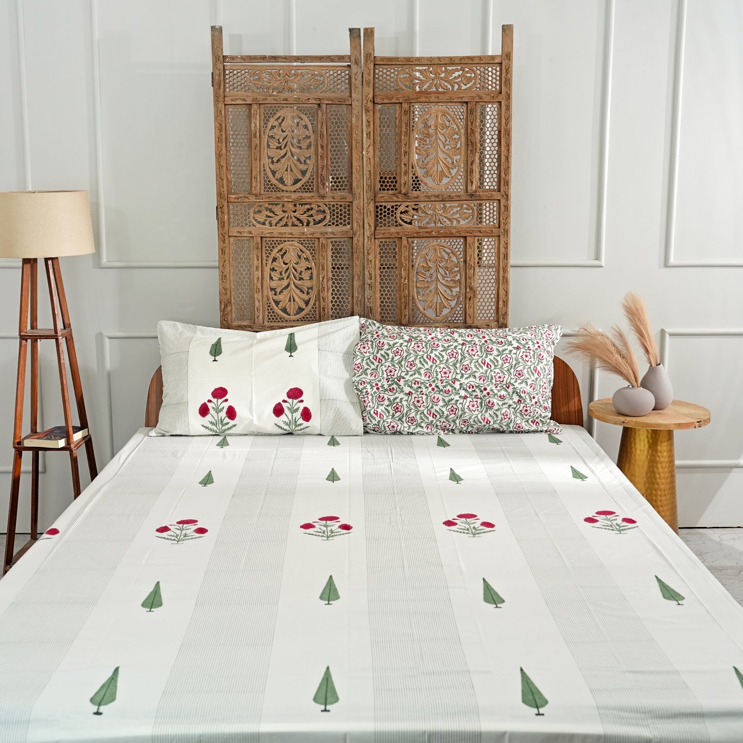 Cypress & Poppy Paradise Block Print Bedsheet Set