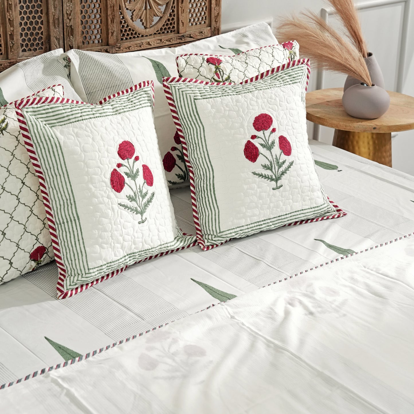 Cypress & Poppy Paradise Block Print Bedsheet Set