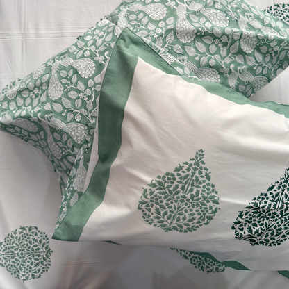 Emerald Leaf Block Print Bedsheet Set