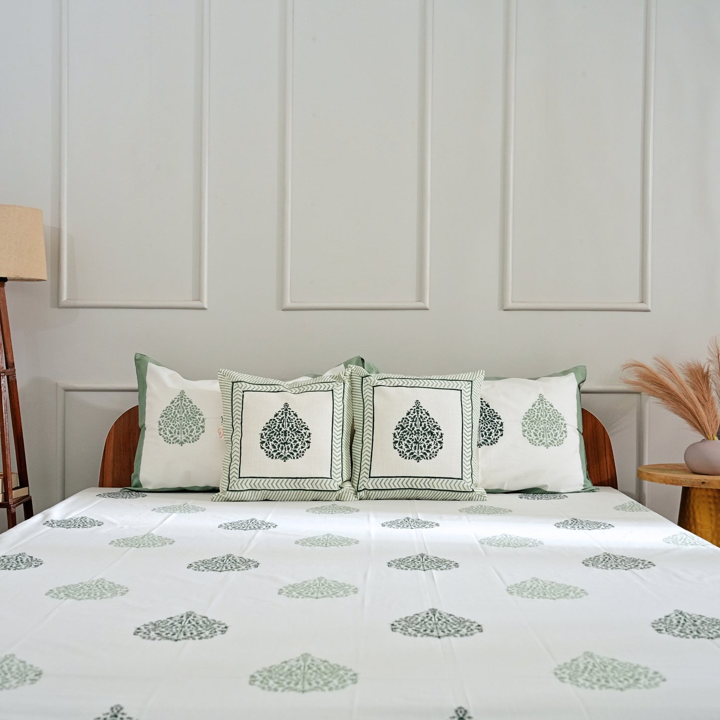 Emerald Leaf Block Print Bedsheet Set