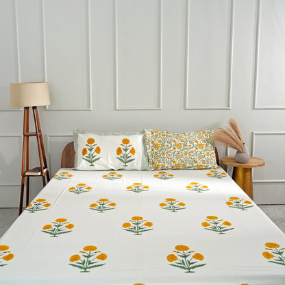 Marigold Boota Block Print Bedsheet Set