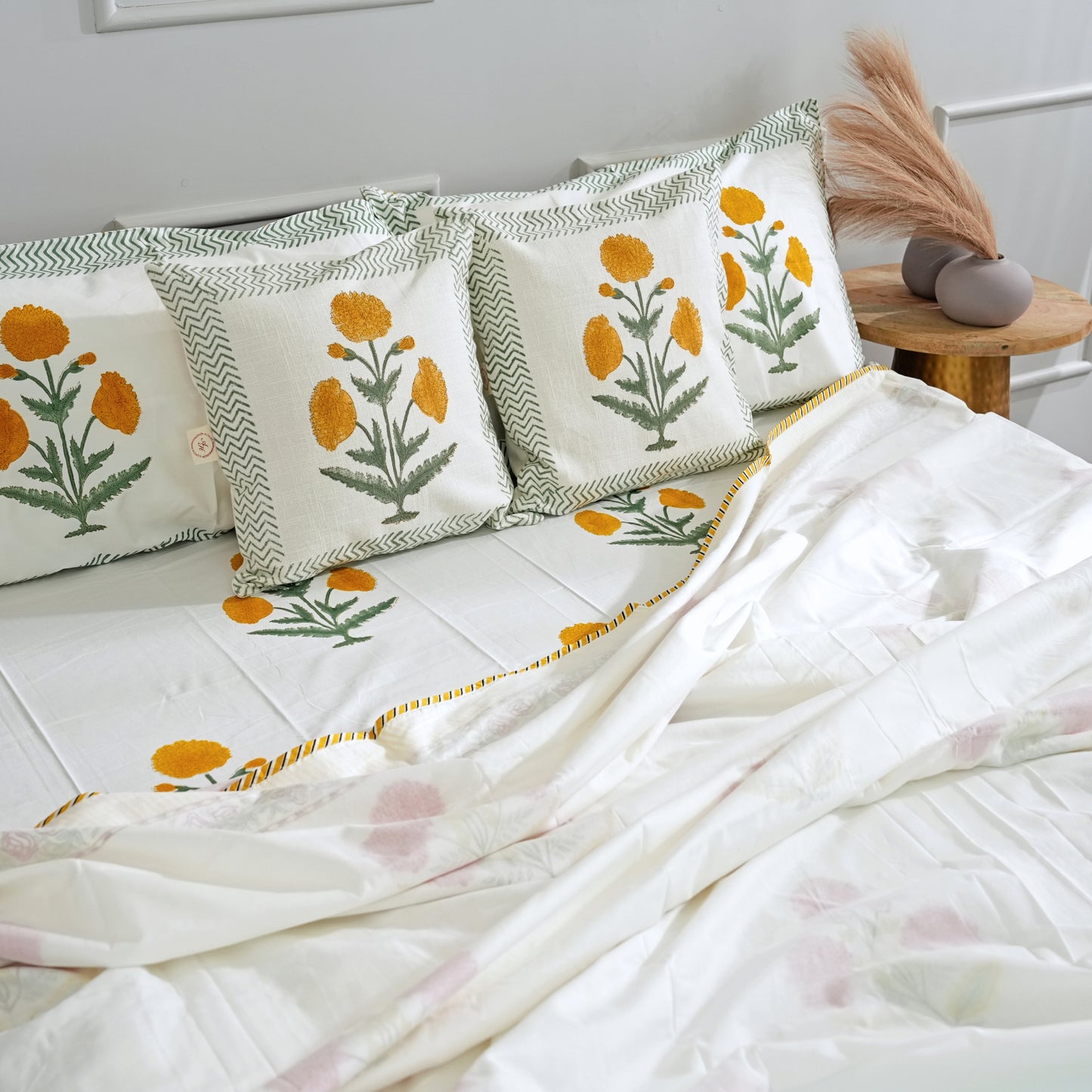 Marigold Boota Block Print Bedsheet Set