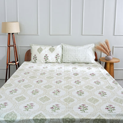 Mughal Jaal Block Print Bedsheet Set