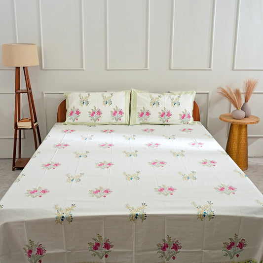 Wildflower Bloom Block Print Bedsheet Set