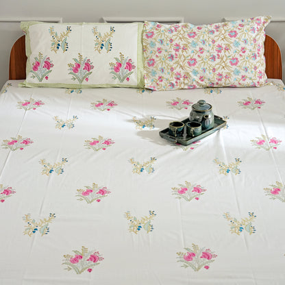 Wildflower Bloom Block Print Bedsheet Set